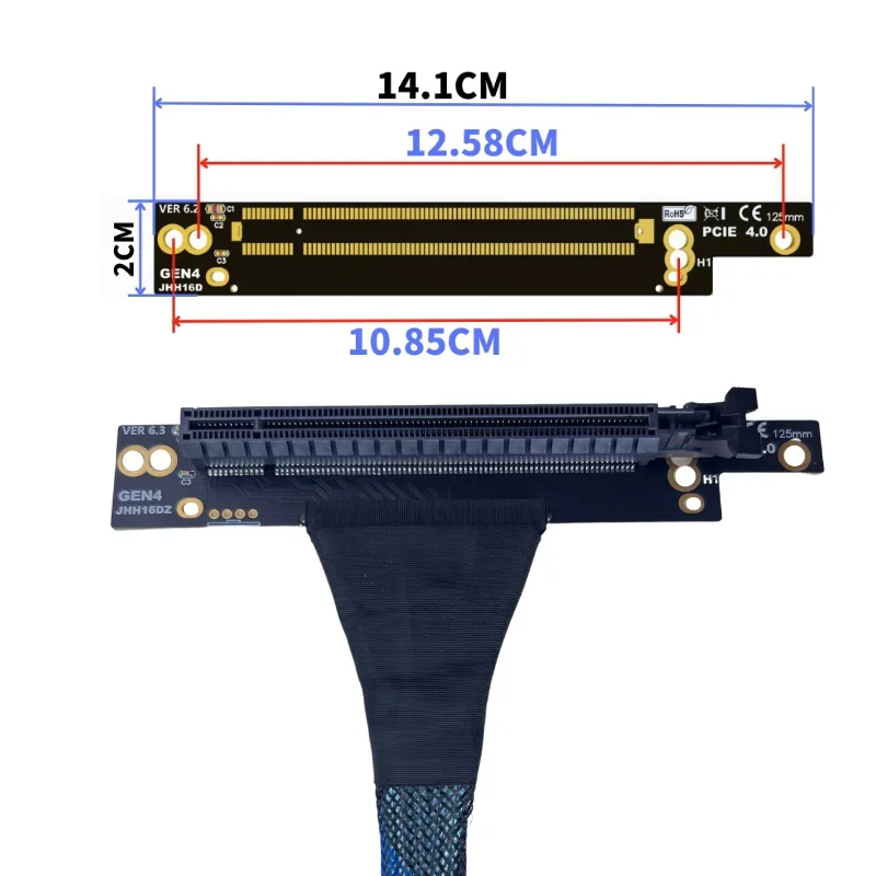 Cable de extensión de tarjeta gráfica Premium PCI-E 4,0 X16, malla trenzada, Cable elevador blindado de múltiples GPUs para servidor AI, tarjeta de Video GPU - imagen 2