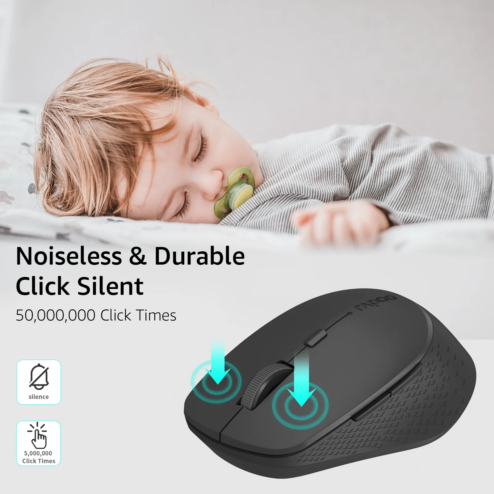 Rapoo M300G multimodo 2,4G inalámbrico y Bluetooth 4,0/5,0 ratón inalámbrico 2400DPI ratón silencioso ergonómico para ordenador PC portátil - imagen 4