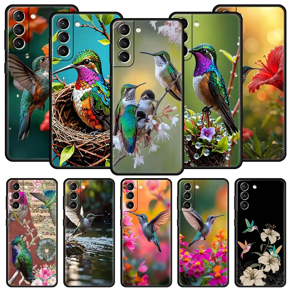 Funda de teléfono colibrí para Samsung Galaxy S25 S24 S23 S22 S20 Ultra S21 FE 5G S10 Plus S10E funda suave de TPU