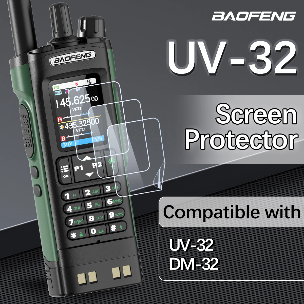 Baofeng UV-32 Walkie Talkie Protector de pantalla a prueba de huellas dactilares reparación automática arañazos especialmente diseñado para Radio UV-32 DM-32