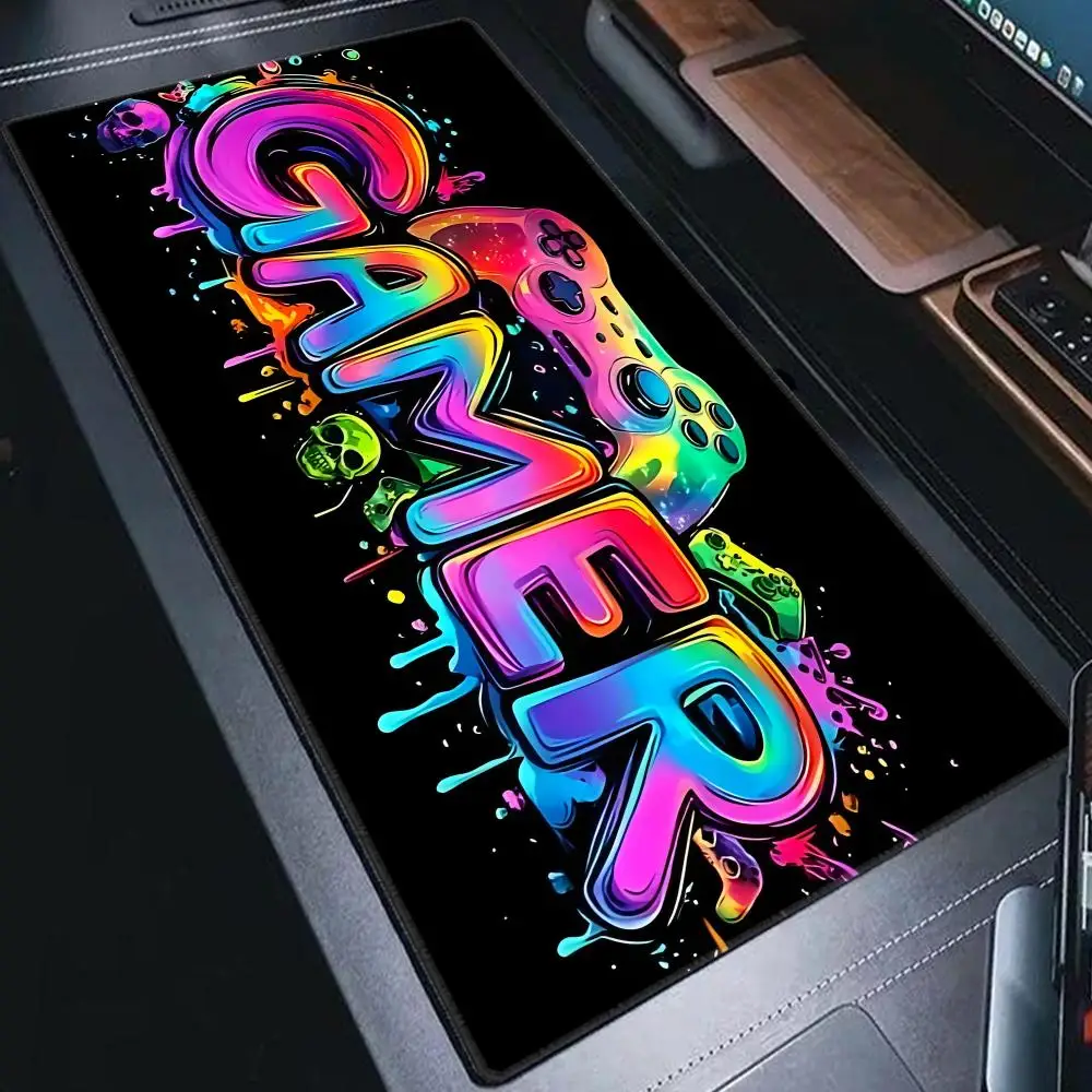 Alfombrilla de ratón grande para juegos, alfombrilla de escritorio con luz negra, Base de goma antideslizante, diseño de consola de juegos, alfombrilla de escritorio para jugadores, accesorios de juegos de oficina