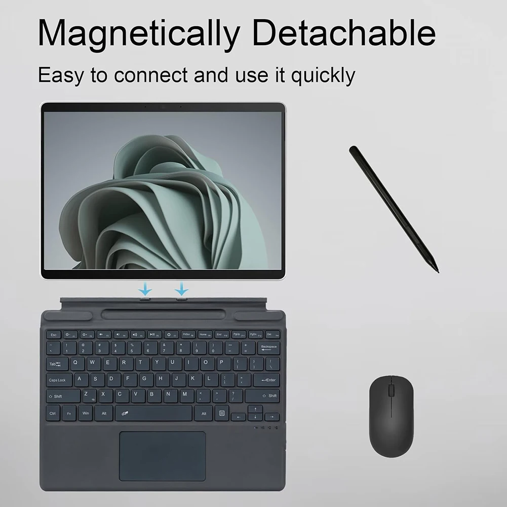 Teclado inalámbrico Compatible con Bluetooth, retroiluminación de 7 colores, Delgado, Touchpad para Surface Pro 8/9/10/X - imagen 3