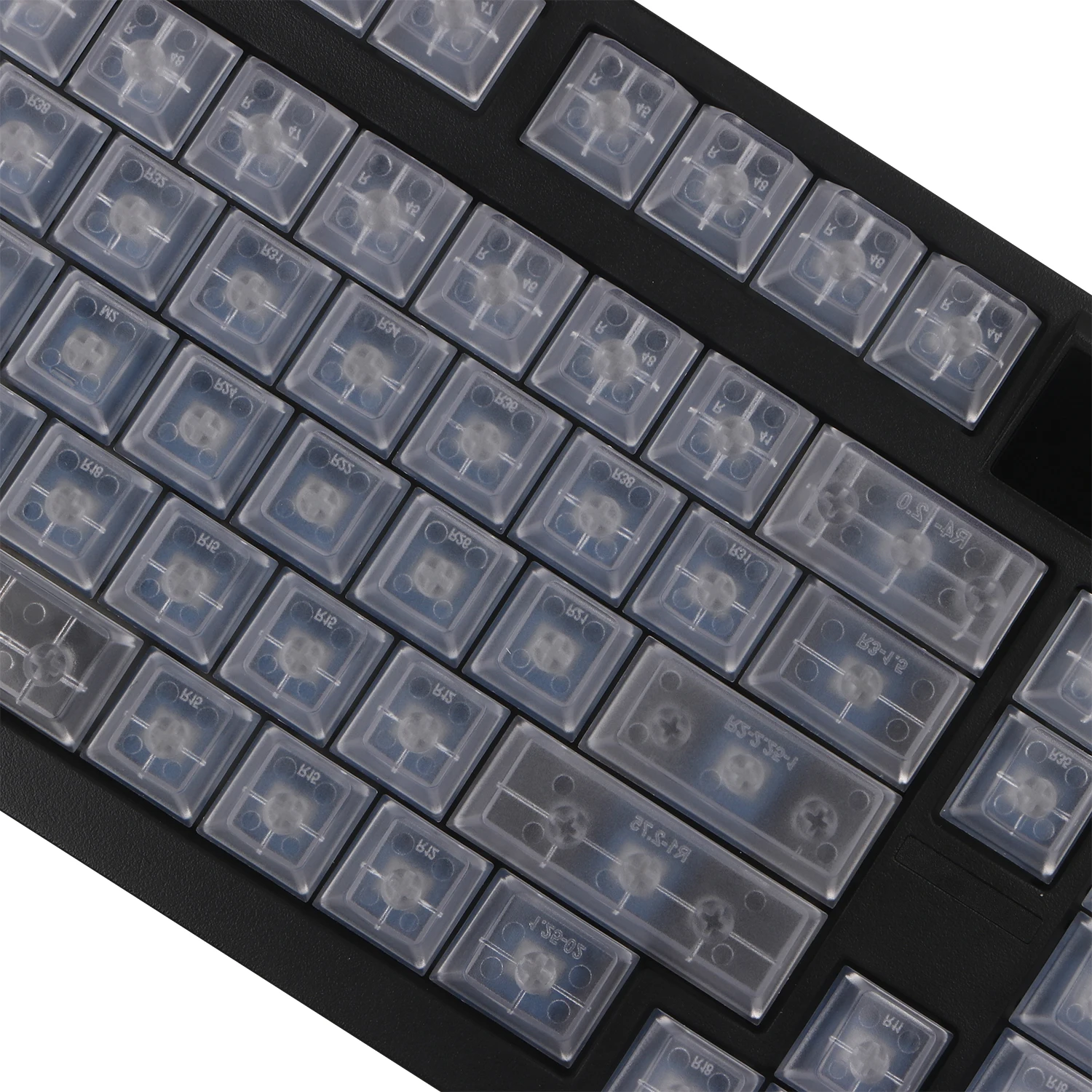 Juego de teclas transparentes en blanco, tapas de teclas escarchadas con perfil de cereza, personalizadas para teclado mecánico retroiluminado, ABS, GK64, 138 teclas - imagen 2