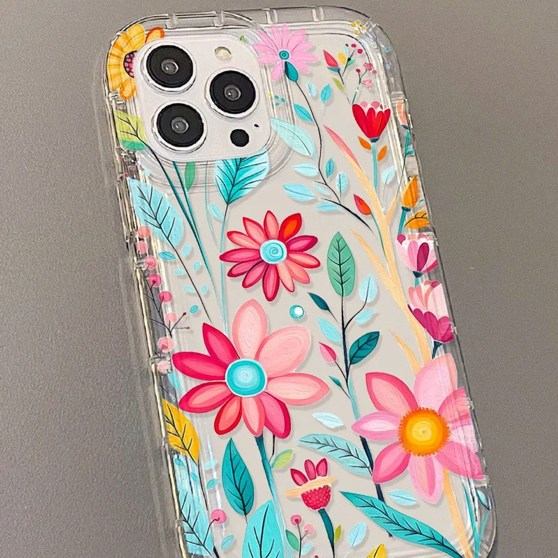 Funda de teléfono floral para iPhone 16 15 13 14 12 11 Pro Max XR 7 8 Plus carcasa protectora de pantalla de silicona - imagen 2