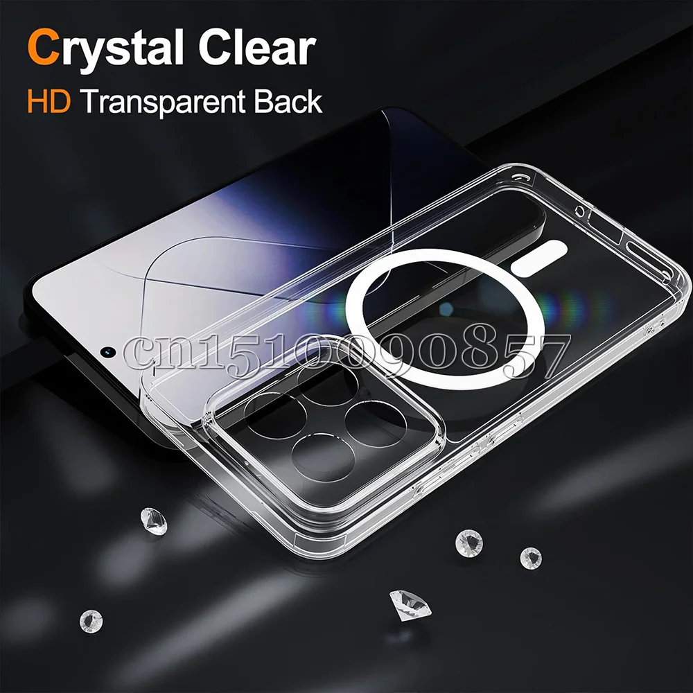 Funda para Magsafe con carga inalámbrica magnética, parachoques suave a prueba de golpes, cubierta protectora dura y transparente para cámara Xiaomi 14T Pro - imagen 5