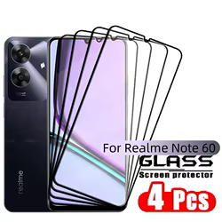 4 Uds para OPPO Realme Note 60 vidrio Realme Note 60 vidrio templado 9H cubierta protectora completa pegamento Protector de pantalla Realme Note 60