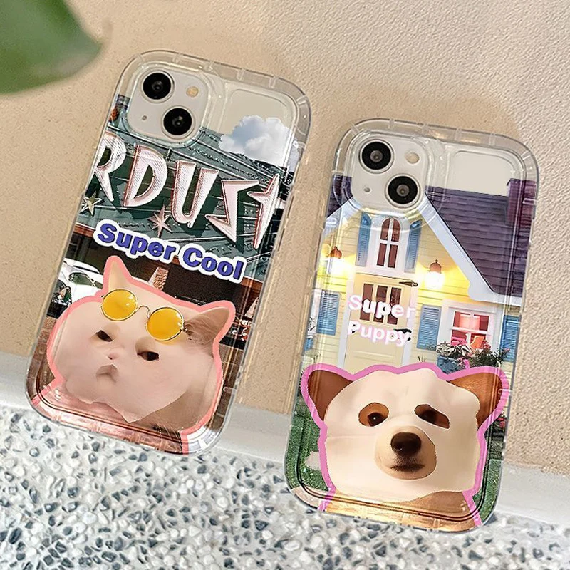 Funda de teléfono con gafas de sol y perro para Samsung Galaxy A04 A04S A04E A14 A24 A03S A13 A23 A73 A12 A22 A51 A71 contraportada transparente - imagen 3