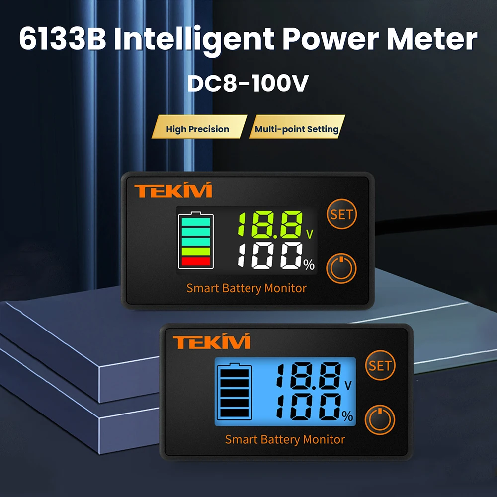 Probador de Baterías LCD 6133BN DC 8-100V para Baterías de Ácido/Ternarias/Litio Hierro, Voltímetro para Vehículos Eléctricos, Indicador de Voltaje y Potencia - imagen 2