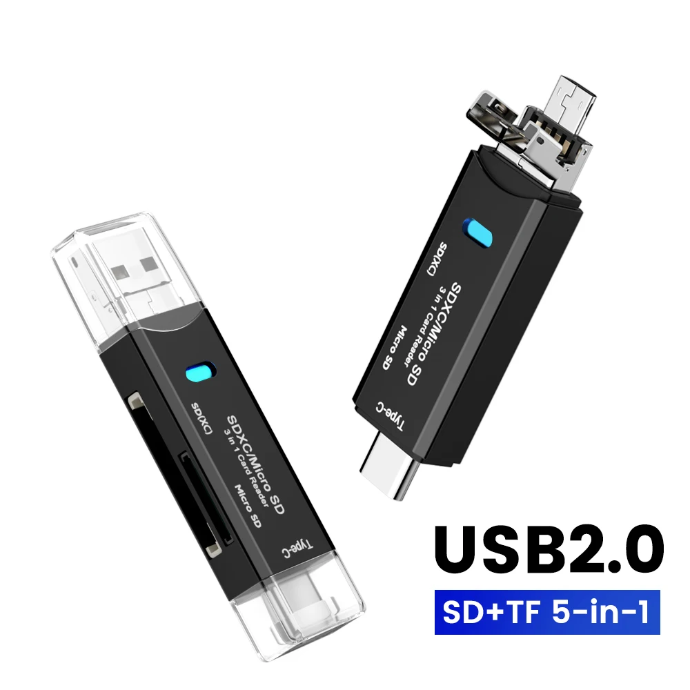 Olaf-lector de tarjetas 5 en 1 Otg tipo C, Micro Sd, unidad Flash, inteligente, Usb 2,0, Tf, Cf
