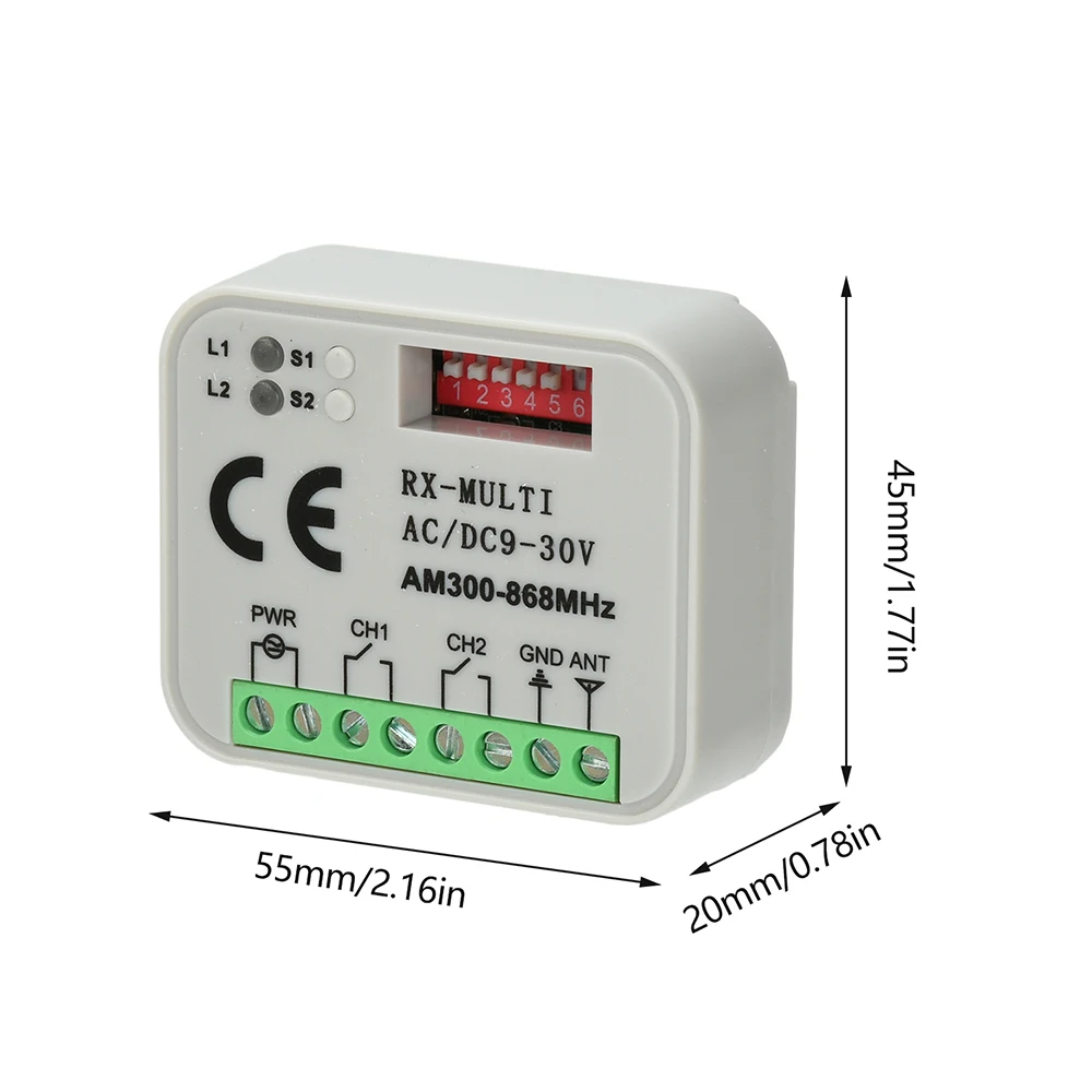 Receptor de Control remoto Universal para puerta de garaje, 300-868MHz, 433MHz, receptor AC/DC9-30V, controlador de puerta, transmisor de abridor - imagen 4