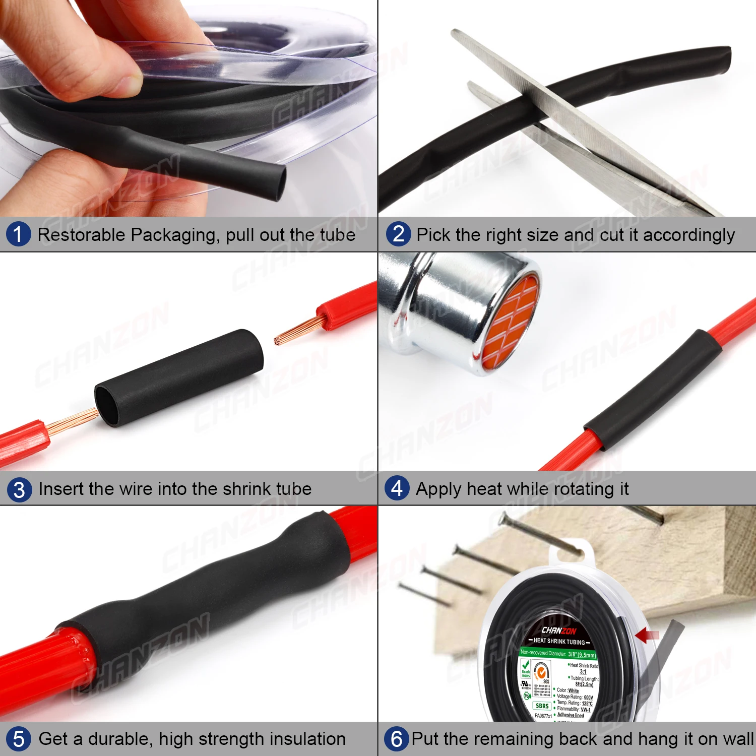 2,5 M/rollo 7 colores 1,6 - 9,5mm 3:1 Tubo termorretráctil impermeable con pegamento doble adhesivo de pared forrado de alambre envoltura de grado marino - imagen 5