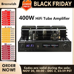 Amplificador HiFi Bluetooth 5.0 de 400 W con USB y entrada óptica