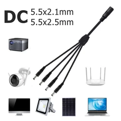 Cable divisor DC 5,5/2,1/2,5 mm - 1 a 5 vías para tiras LED y CCTV