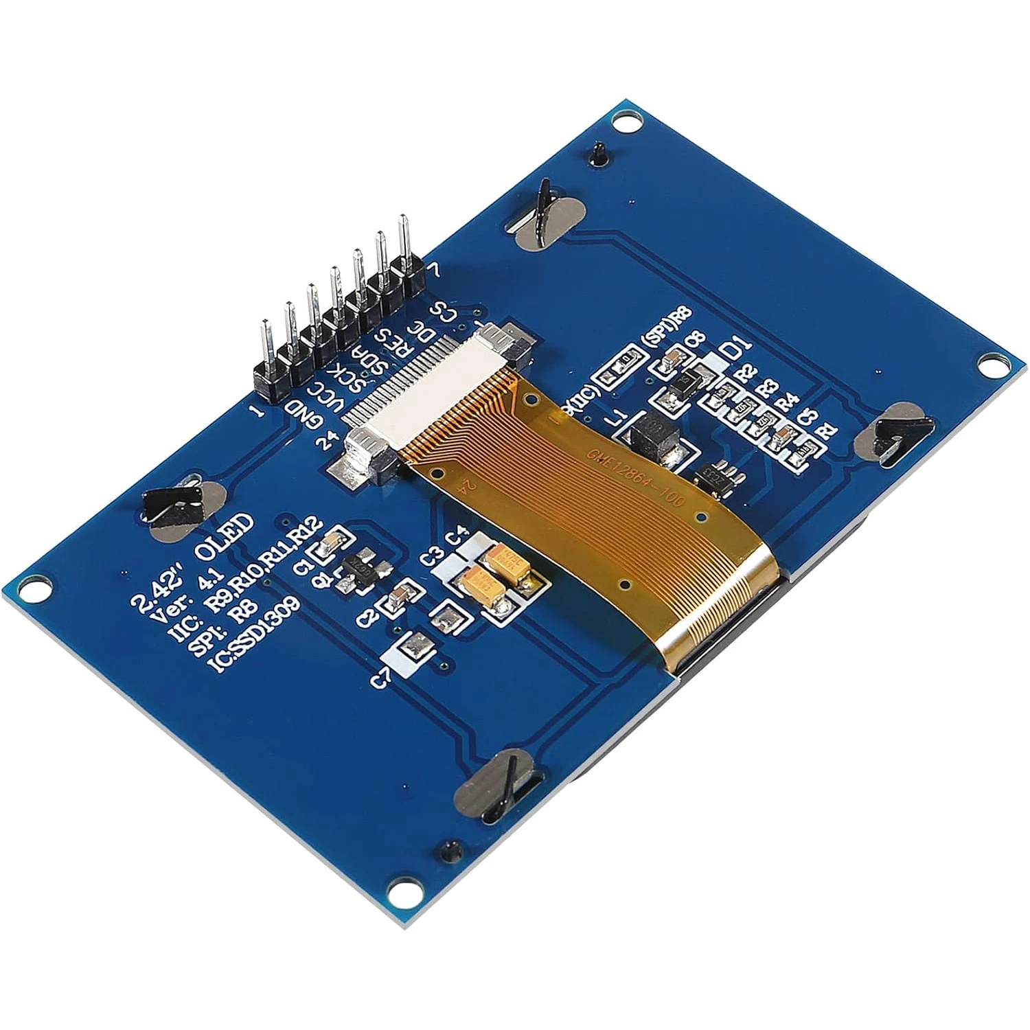 Módulo de pantalla LCD OLED de 2,4 ", 2,42 pulgadas, 128x64, SSD1309, 128644, interfaz serie SPI/IIC I2C de 7 pines para Arduino UNO R3 C51 - imagen 2
