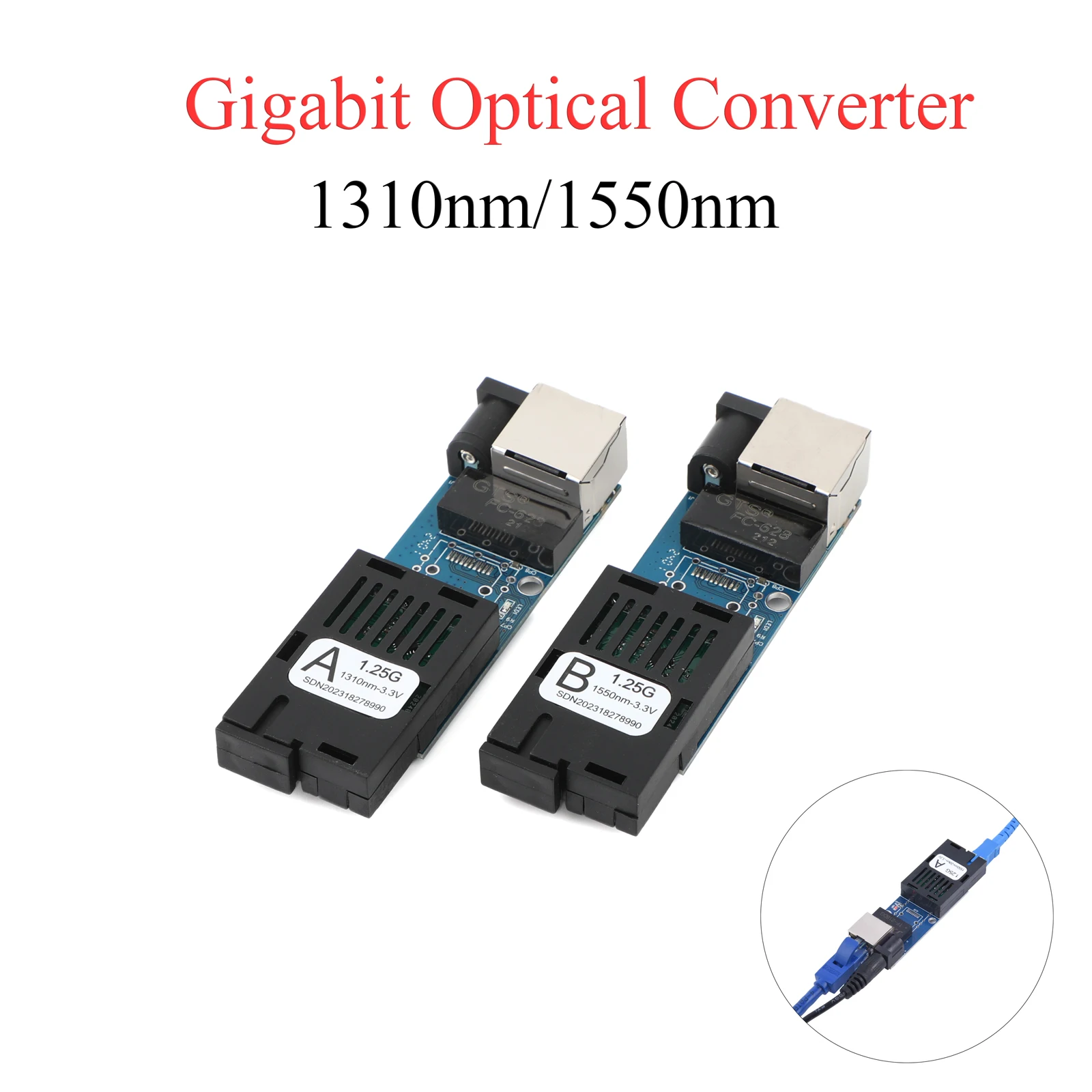 Mini convertidor de medios de fibra Gigabit 10/100/1000 Mbps monomodo 3 km puerto UPC/APC SC