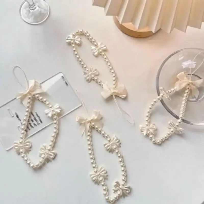 Joyería estilo Ins, cuerda colgante, cuentas, cadena para teléfono, accesorios para funda de teléfono, cuerda colgante con lazo de perlas - imagen 4