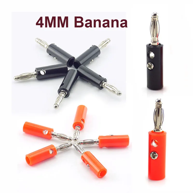 10 Uds. Conector de clavija Banana negro o rojo de 4mm, Terminal de tornillo, adaptador de altavoz de Audio