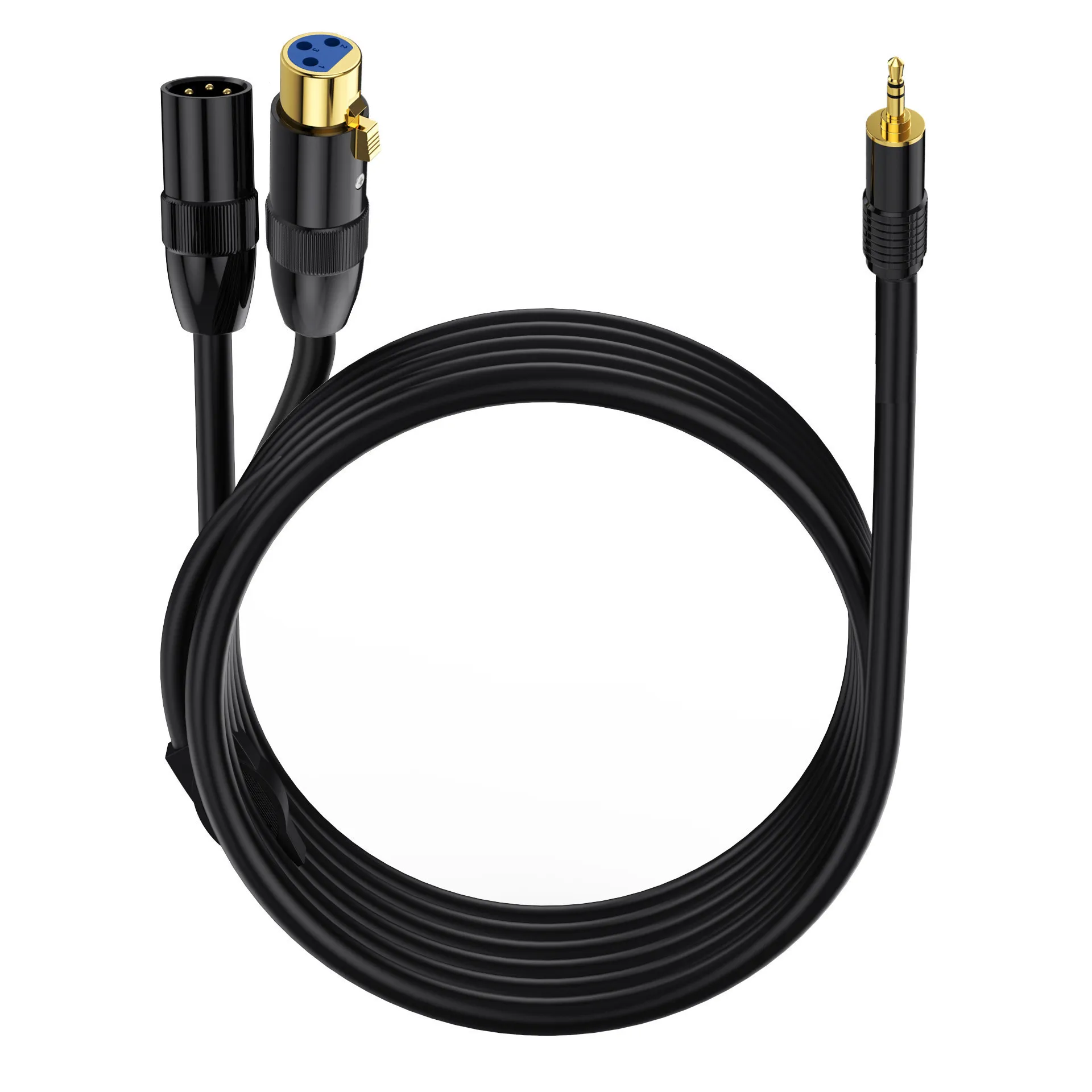 Cable divisor XLR a 3,5mm TRS estéreo macho a dos XLR macho + hembra Cable de micrófono de Audio de interconexión Cable adaptador divisor Y - imagen 2