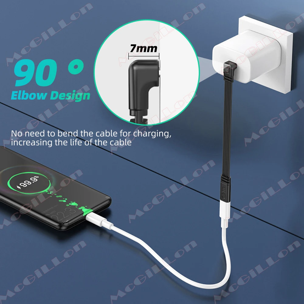 Cable de extensión USB C de 90 grados macho a hembra tipo C a tipo C 480Mbps 45W Cable de datos extensor de carga rápida para Samsung Xiaomi - imagen 3