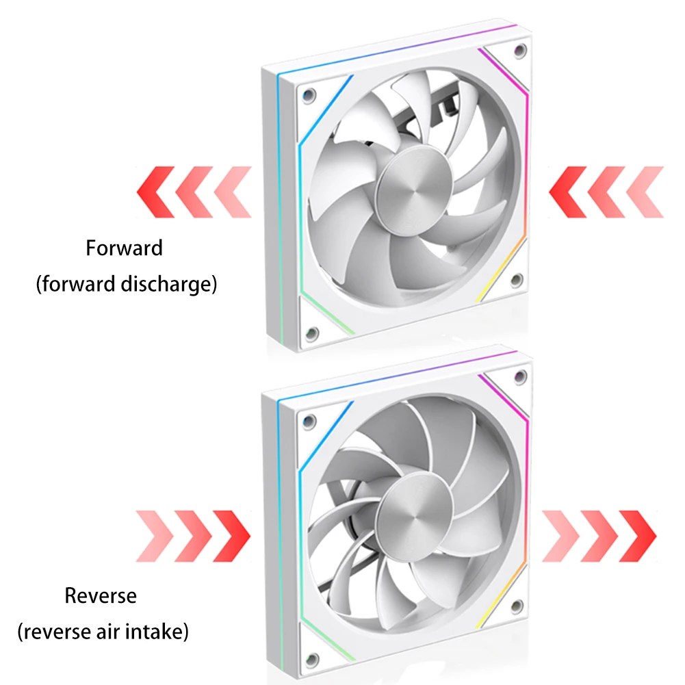Ventiladores de carcasa RGB de 12cm con efecto de iluminación PWM, ventilador de computadora silencioso de 5V-3 pines, ventilador de chasis de computadora, velocidad de 1800RPM para caja de computadora PC - imagen 5