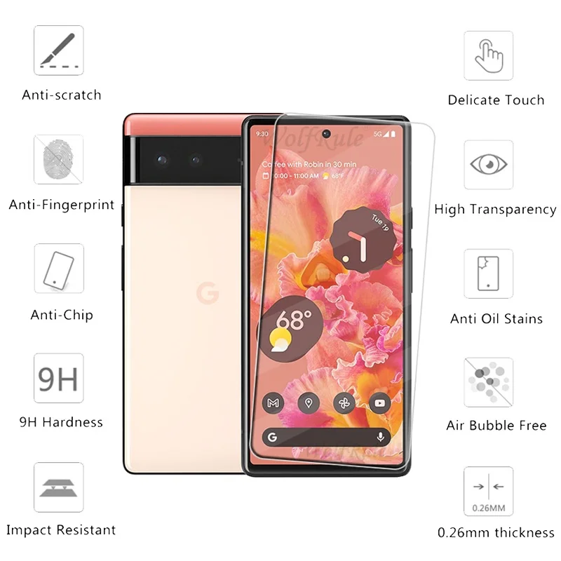 4 Uds para Google Pixel 6 vidrio para Google Pixel 6 6A 7 7A 8 Pro 8A vidrio templado 9H Protector de pantalla transparente Google Pixel 6 - imagen 3