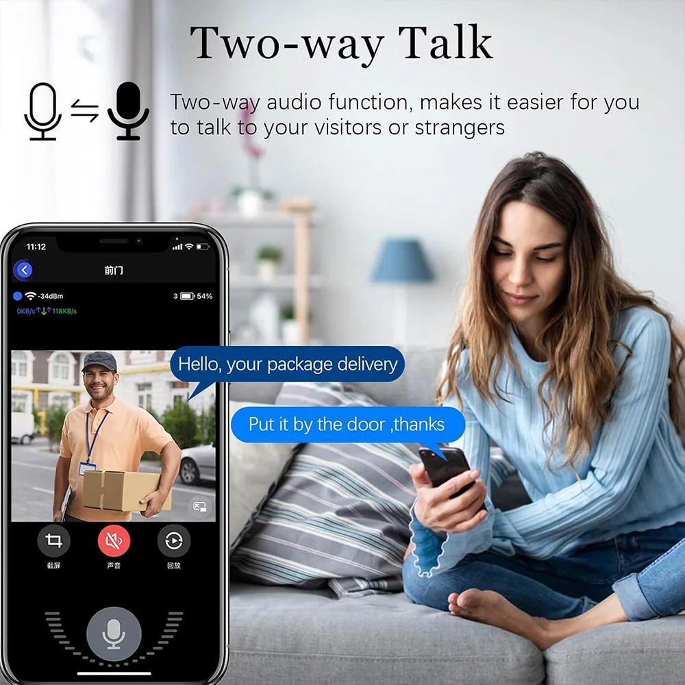 Timbre inalámbrico con WiFi, cámara con timbre, vídeo inteligente, visión nocturna, seguridad interior, intercomunicador bidireccional para el hogar y la Oficina - imagen 5