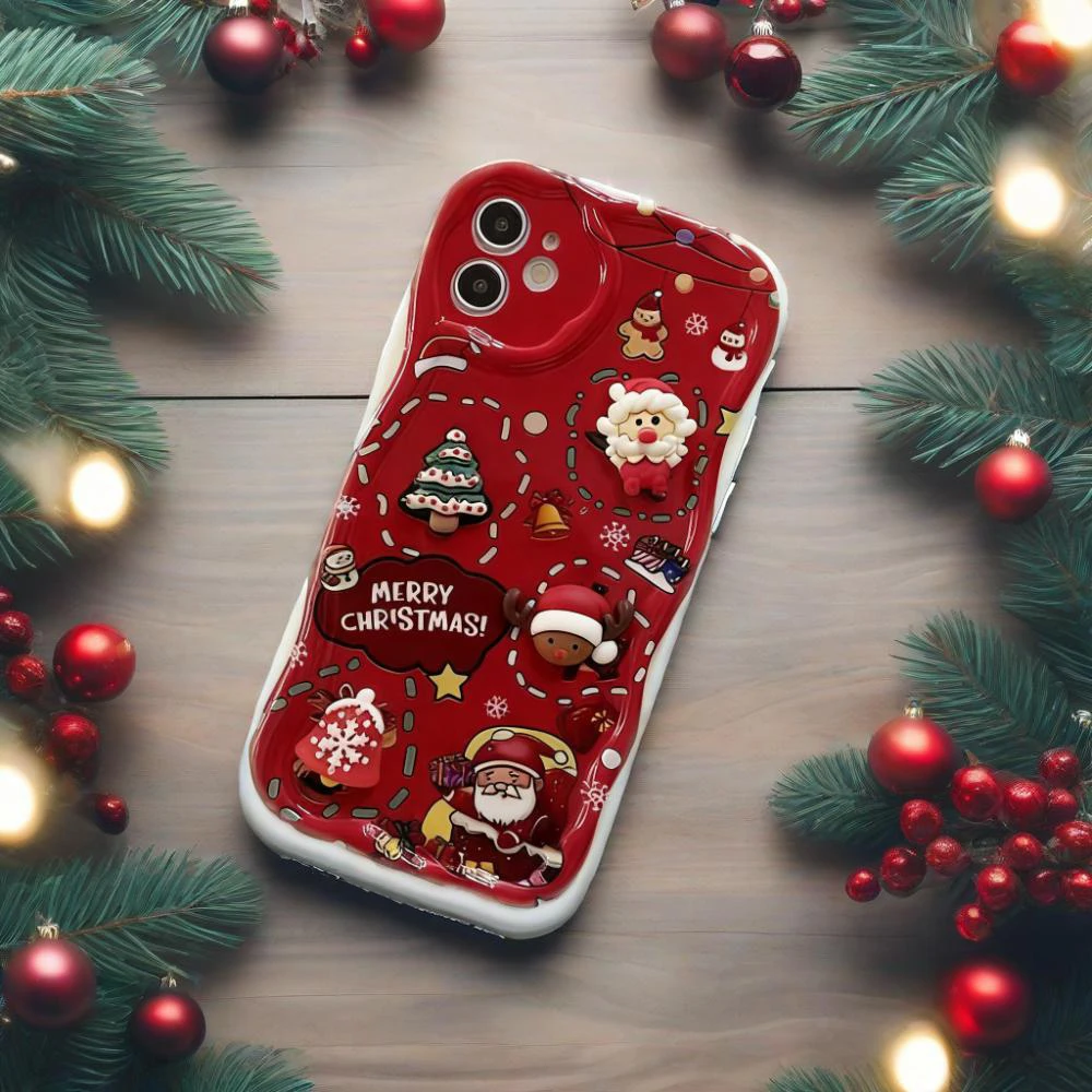 DIY 3D Navidad Santa Claus árbol onda caso para Honor X6C X9B X7A X8A X6B X6A X7B X8C X9C 400 Lite 200 Pro 70 90 Lite cubierta Sil - imagen 2