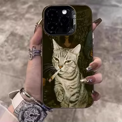 Funda de teléfono negra con gato fumar para Xiaomi Redmi Note 14 Pro Plus 5G 14 13 12 11 10 Redmi 13 12 15C 14C 13C cubierta de parachoques a prueba de golpes