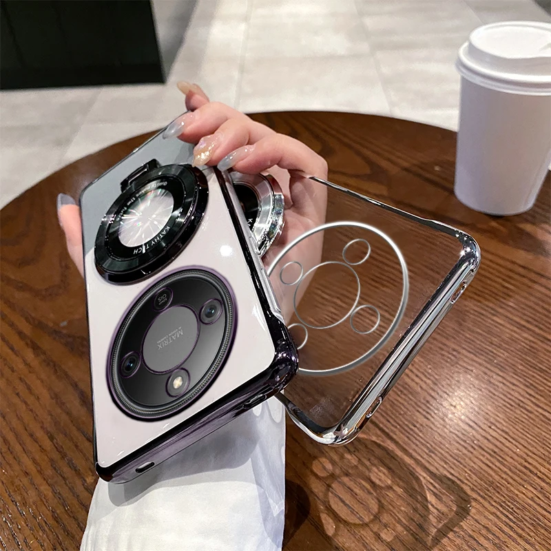 Funda para Honor X9D, soporte de anillo magnético, revestimiento transparente, cubierta dura fina sin marco para PC para Honor X9d X70, parachoques a prueba de golpes - imagen 4