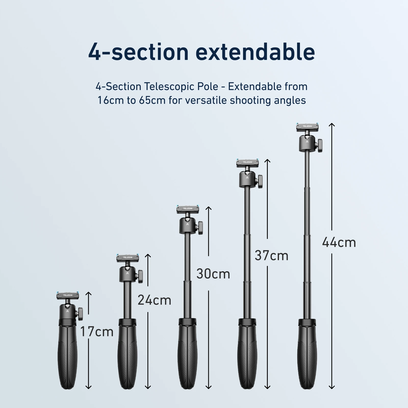 TELESIN Mini trípode/palo Selfie portátil de liberación rápida soporte de aleación de aluminio para GoPro DJI Osmo Cámara de Acción empuñadura de mano - imagen 5