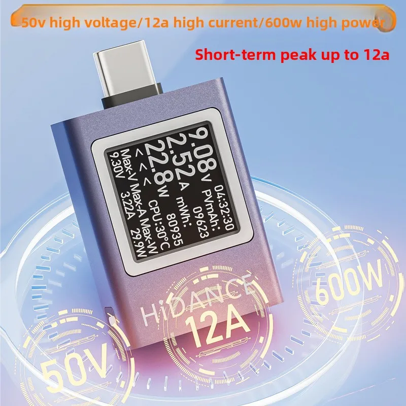 Pantalla Digital multifunción tipo C, amperímetro de voltaje CC, medidor de potencia, probador de carga de teléfono móvil, prueba de batería de PC - imagen 3