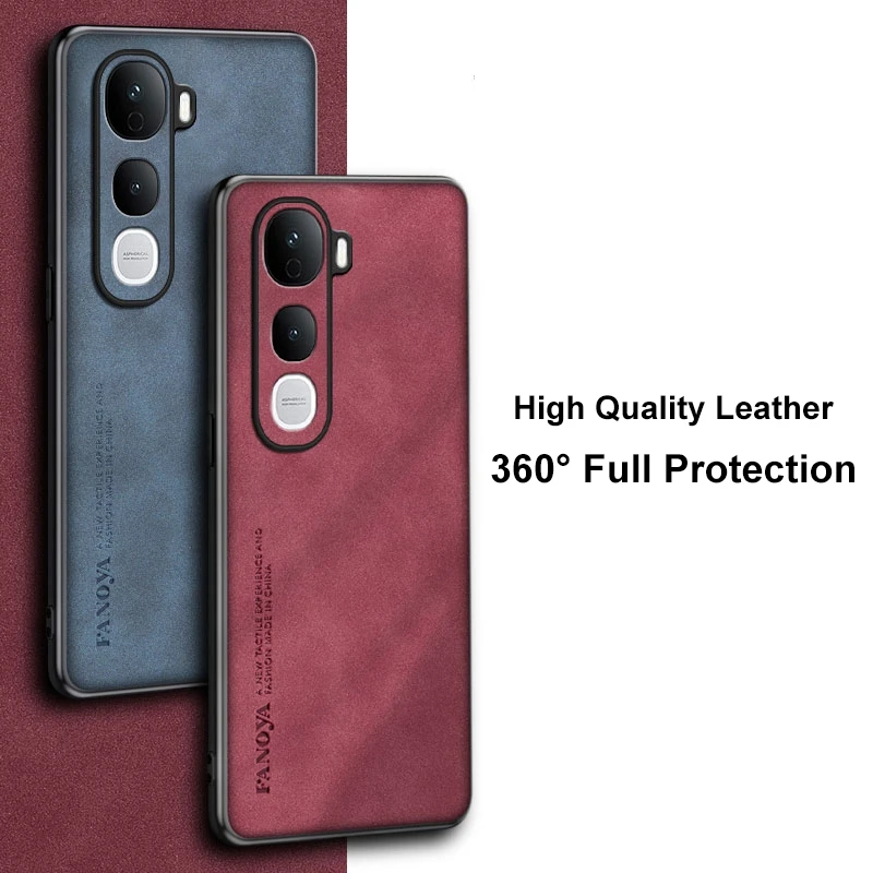 Para Vivo Y400 5G funda de teléfono de cuero PU de lujo para Vivo Y400 5G funda trasera de silicona mate a prueba de golpes protección completa Coque - imagen 3