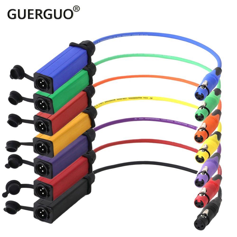 1 Cable XLR de 3 pines de 0,3 M-15M, conector hembra XLR de 3 pines a Cable de Audio adaptador de enchufes de montaje en Panel macho XLR impermeable