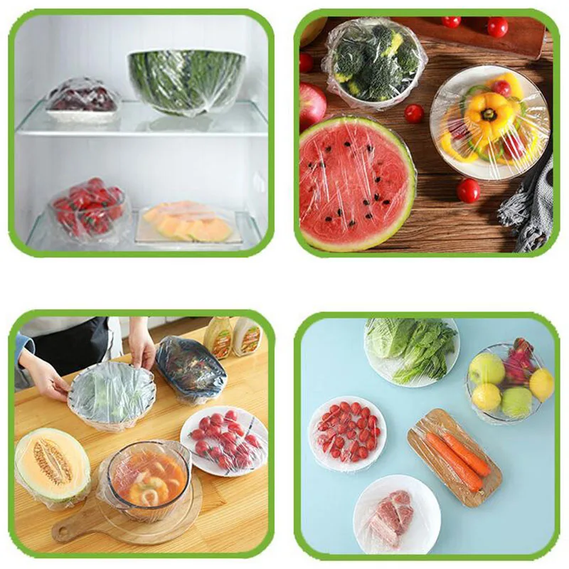 Bolsa de almacenamiento para mantenimiento fresco de cocina, cubierta desechable para alimentos, tapa de plástico elástica para alimentos, tapas para tazones de frutas y tazas - imagen 4