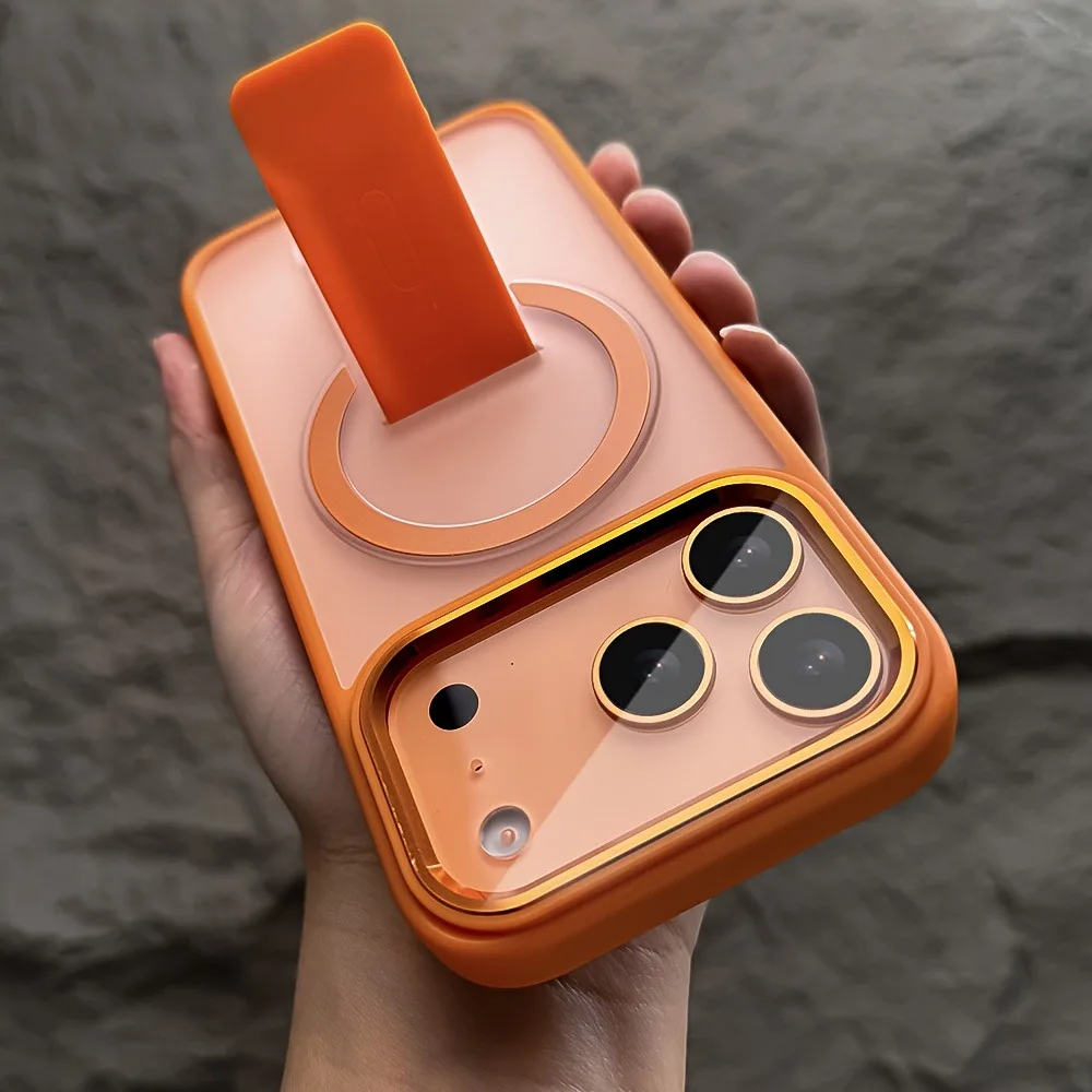 Funda de teléfono magnética con soporte plegable Luxuru para iPhone 17 16 12 13 15 14 Pro Max Plus 17Pro 17Air para fundas de carga inalámbrica Magsafe, funda para iphone 17 16 pro max