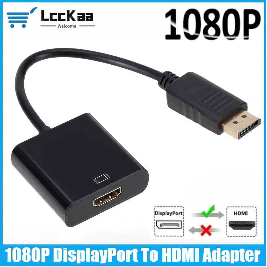 Convertidor compatible con DisplayPort a HDMI de 1080P, Cable adaptador DP macho a HD hembra para HDTV, PC, proyector, TV, ordenador portátil