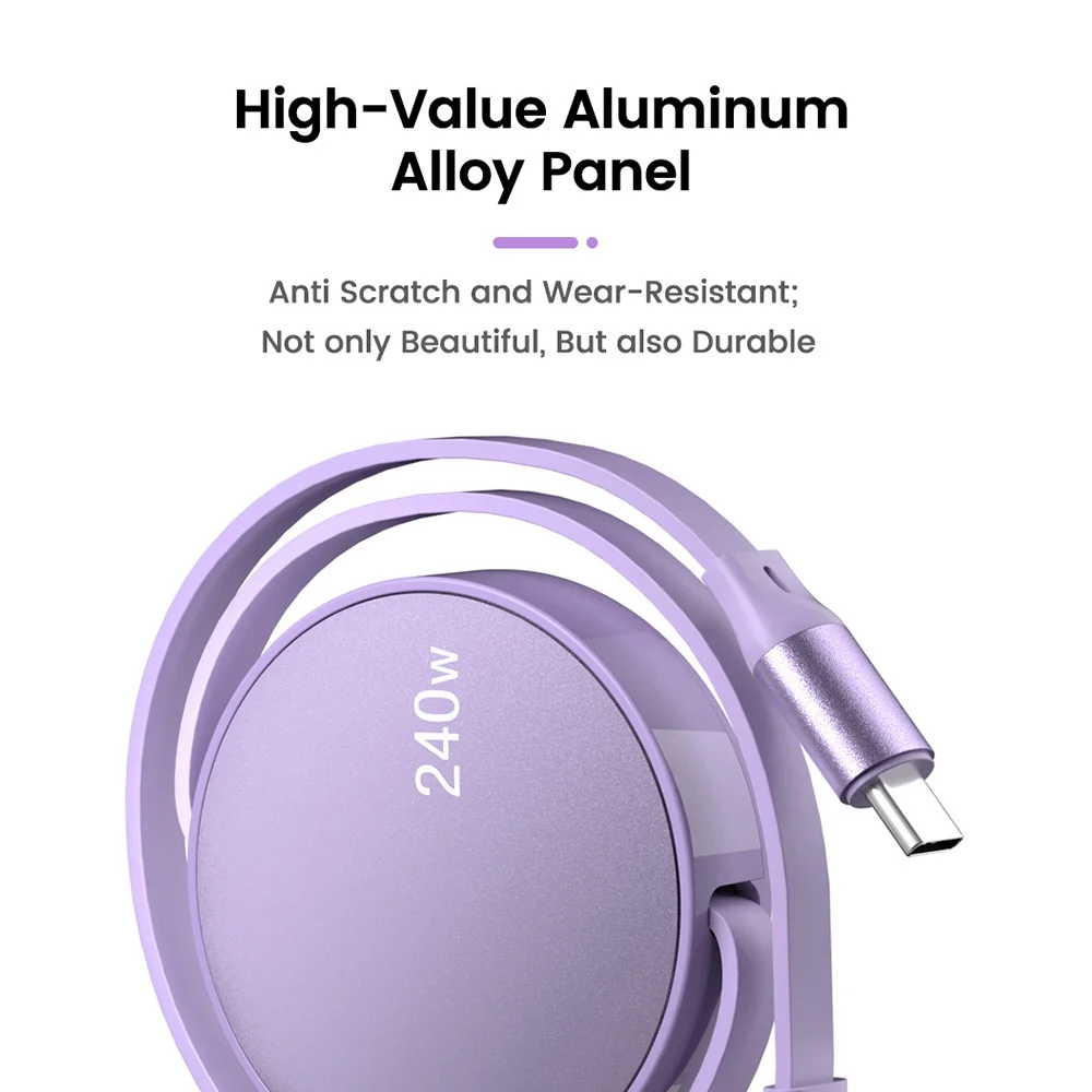 Cable retráctil USB tipo C a tipo C para iphone 15, Huawei, tableta y portátil, carga rápida, PD, 240W - imagen 4