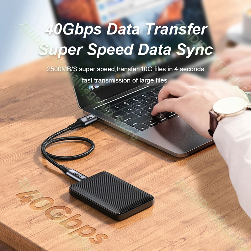 Codo USB4.0 Thunderbolt 3 Cable de datos de 40Gbps USB C a tipo C 8K @ 60Hz Cable de vídeo PD 100W 5A Cable de carga rápida para Macbook Pro - imagen 3