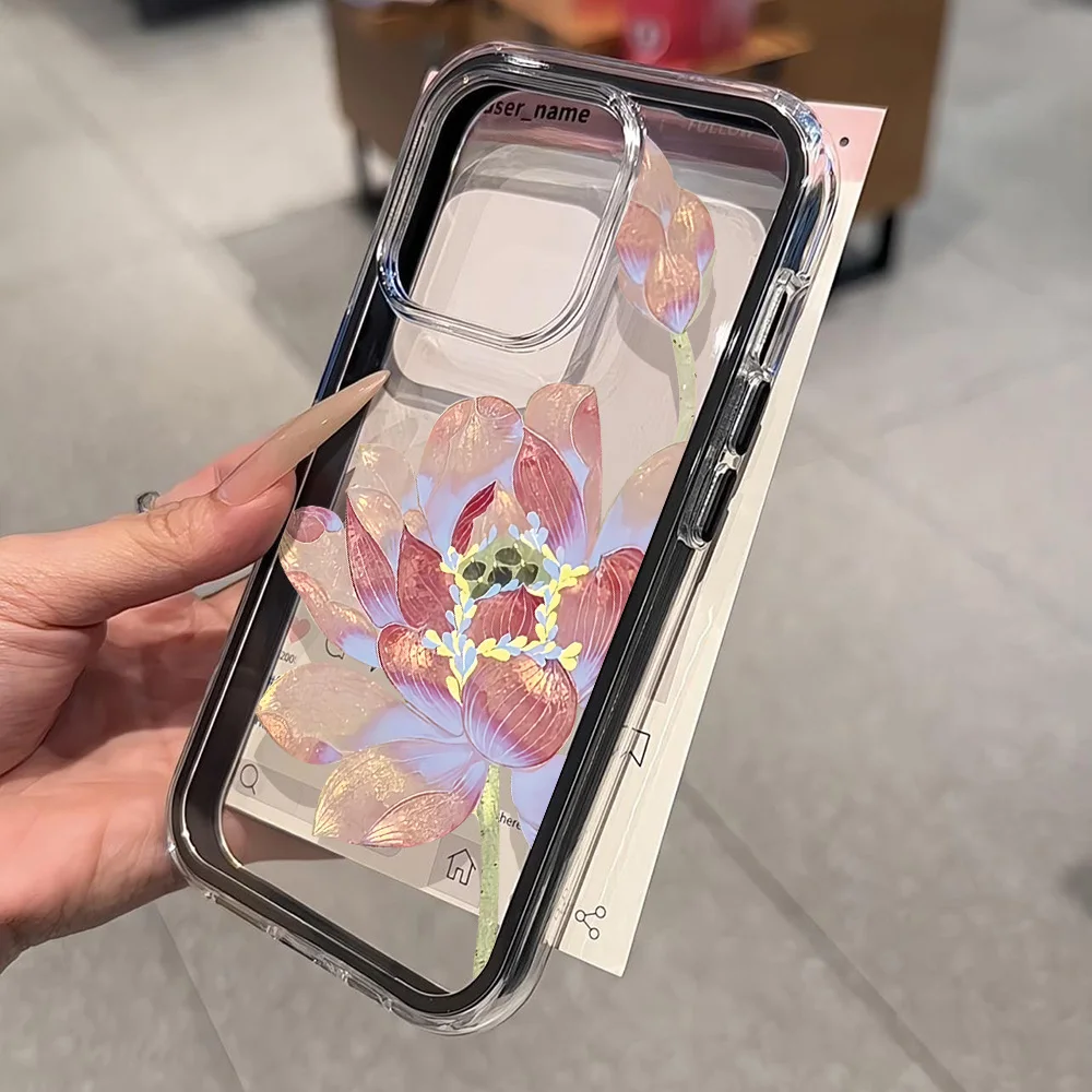 Funda de teléfono 2 en 1 de Color caramelo para iPhone 17 Pro Max 13 16 11 15 14 12 Air 17promax Funda de flor transparente de TPU suave - imagen 2