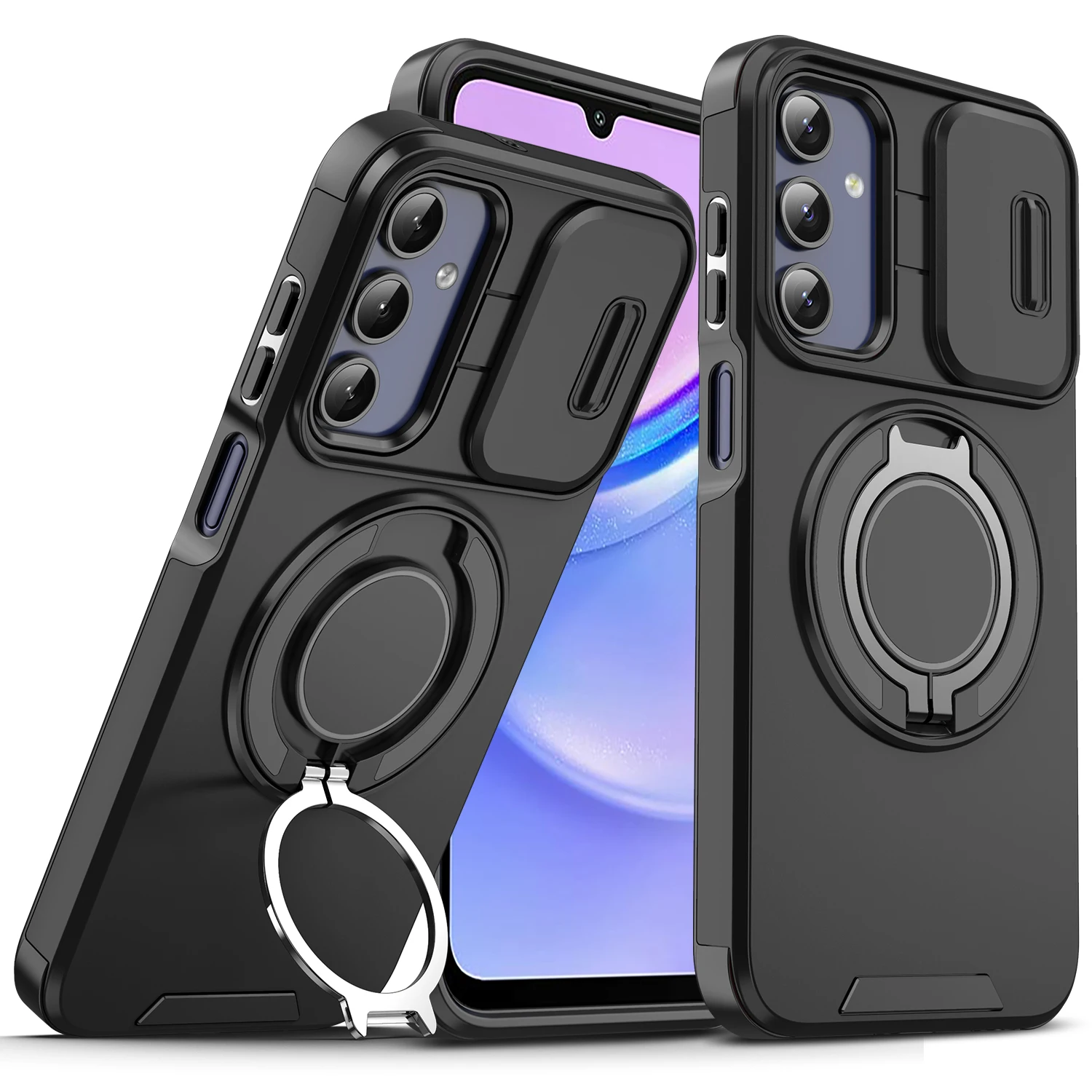 Funda de teléfono magnética con soporte de anillo a la moda para Samsung S25 Ultra S24 Plus S23 S22 A16 A26 A36 cubierta protectora de cámara a prueba de golpes - imagen 2