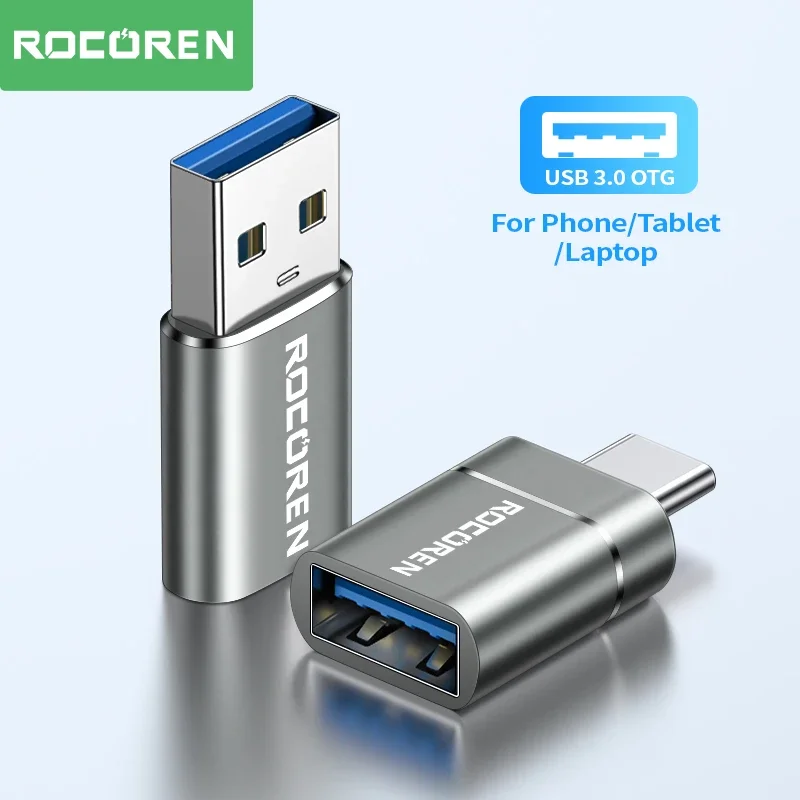 Rocoren-Adaptador USB tipo C macho A USB 3,0 hembra, convertidor para MacBook, Samsung S22, S20, Android, tipo C, USBC, conector OTG