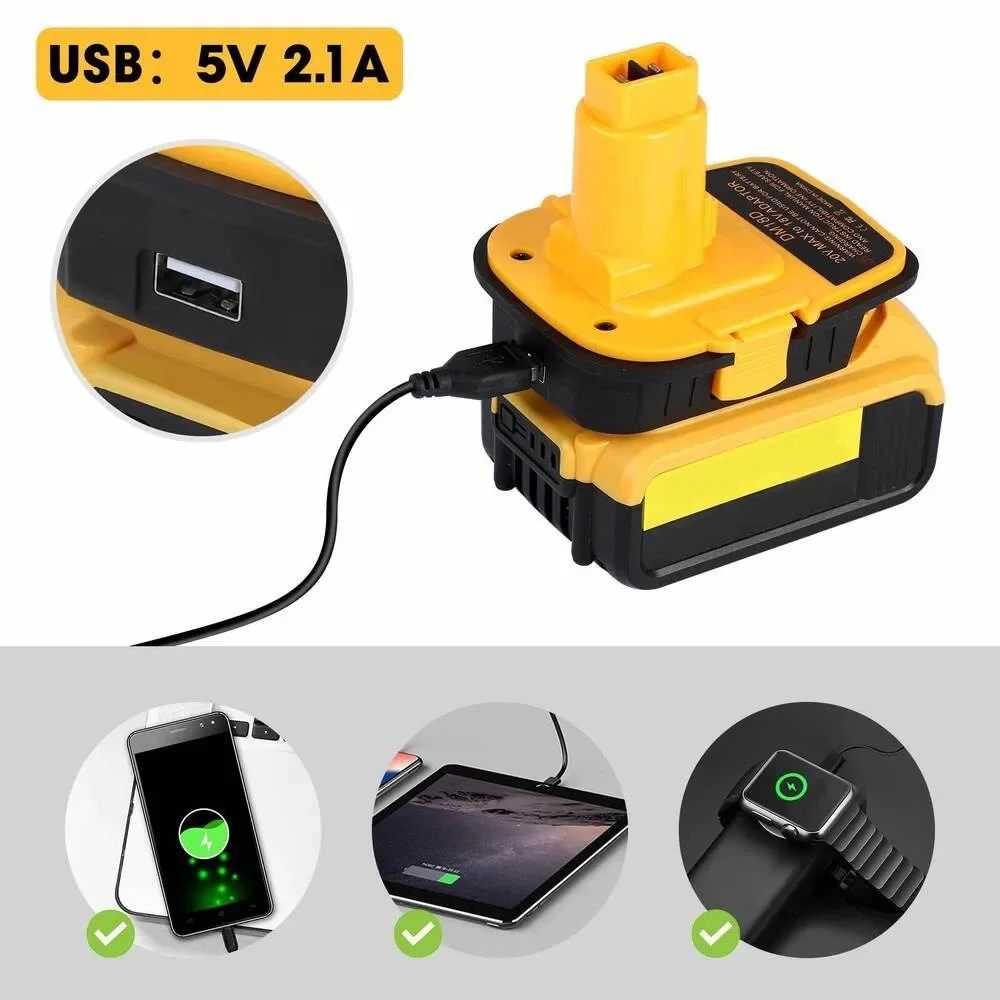 Adaptador de batería DM18D con conversión USB para DeWalt 20V para batería de litio Milwaukee de 18V a batería DeWalt NiCad y NiMh - imagen 5