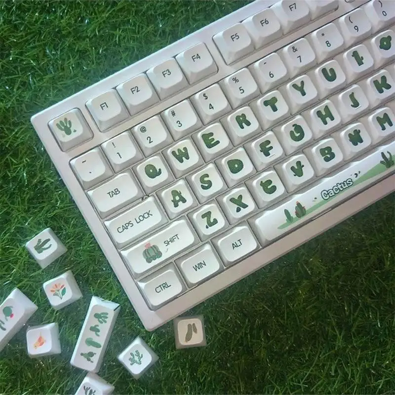 12pc Cactus KeyCaps Juego encantadores Tema dibujos animados KeyCap XDA Perfil para 61/87/104/108 Diseños teclados - imagen 4