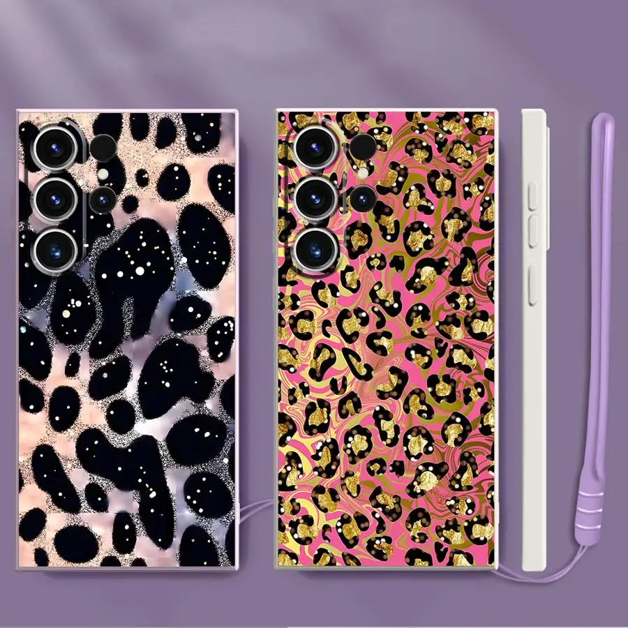 Funda de teléfono para Samsung Galaxy S22 Ultra S23 S20 S24 FE S25 Edge Note 20 10 Ultra S21 Plus, funda suave con estampado de leopardo colorido