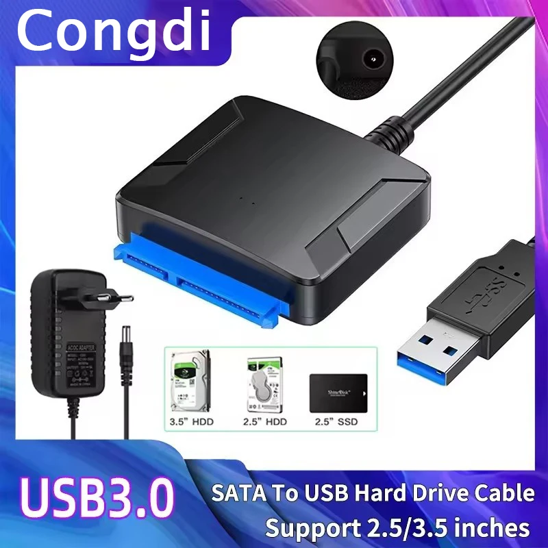 Cable SATA a USB 3,0 de hasta 6 Gbps para disco duro externo HDD SSD de 2,5/3,5 pulgadas adaptador SATA 3 de 22 pines Cable USB 3,0 a Sata III - imagen 2