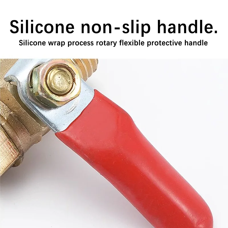 Válvula pequeña de mango rojo, manguera de latón en línea, agua, aceite, aire, Gas, combustible, válvula de bola de apagado, accesorios de tubería, 6mm, 8mm, 10mm, 12mm - imagen 5