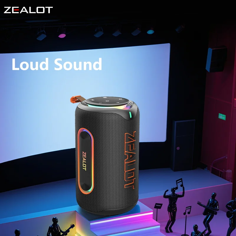 Altavoces inalámbricos ZEALOT-MP1 de 60 W, luz RGB, 30 horas de reproducción, IPX 6, resistente al agua, altavoz inalámbrico, emparejamiento dual, batería de 8000 mAh. - imagen 3