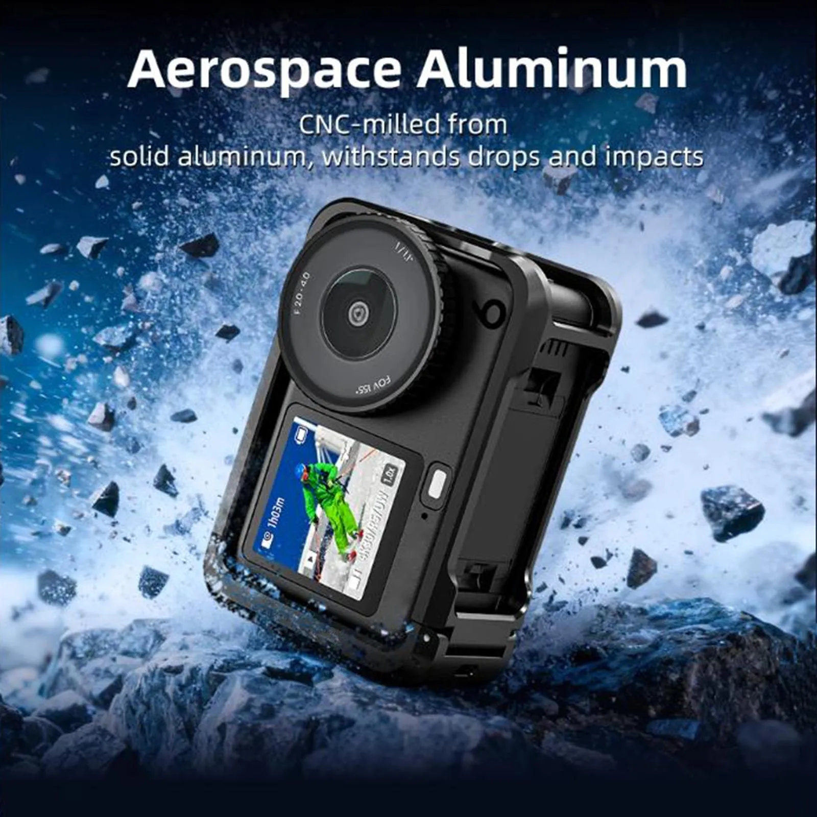 Marco protector Jaula de cámara de aleación de aluminio con tapa de lente para cámara de acción DJI Osmo Action 6 - imagen 3