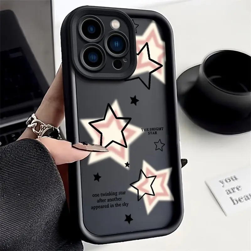 Funda bonita de estrellas rosas para Samsung A16 A15 A35 A55 A54 A34 A33 A53 A52 A13 A14 4G S25 S24 Ultra S22 S23 Plus FE, funda a prueba de golpes