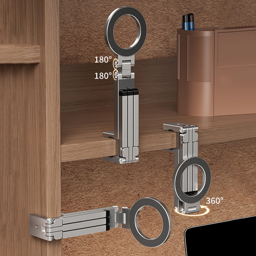 Magnetic Tripod 360 Adjustable Clip Folding Magnetic Phone Stand Aluminium Mini Magnetic Phone Tripod for iPhone & for MagSafes - imagen 2